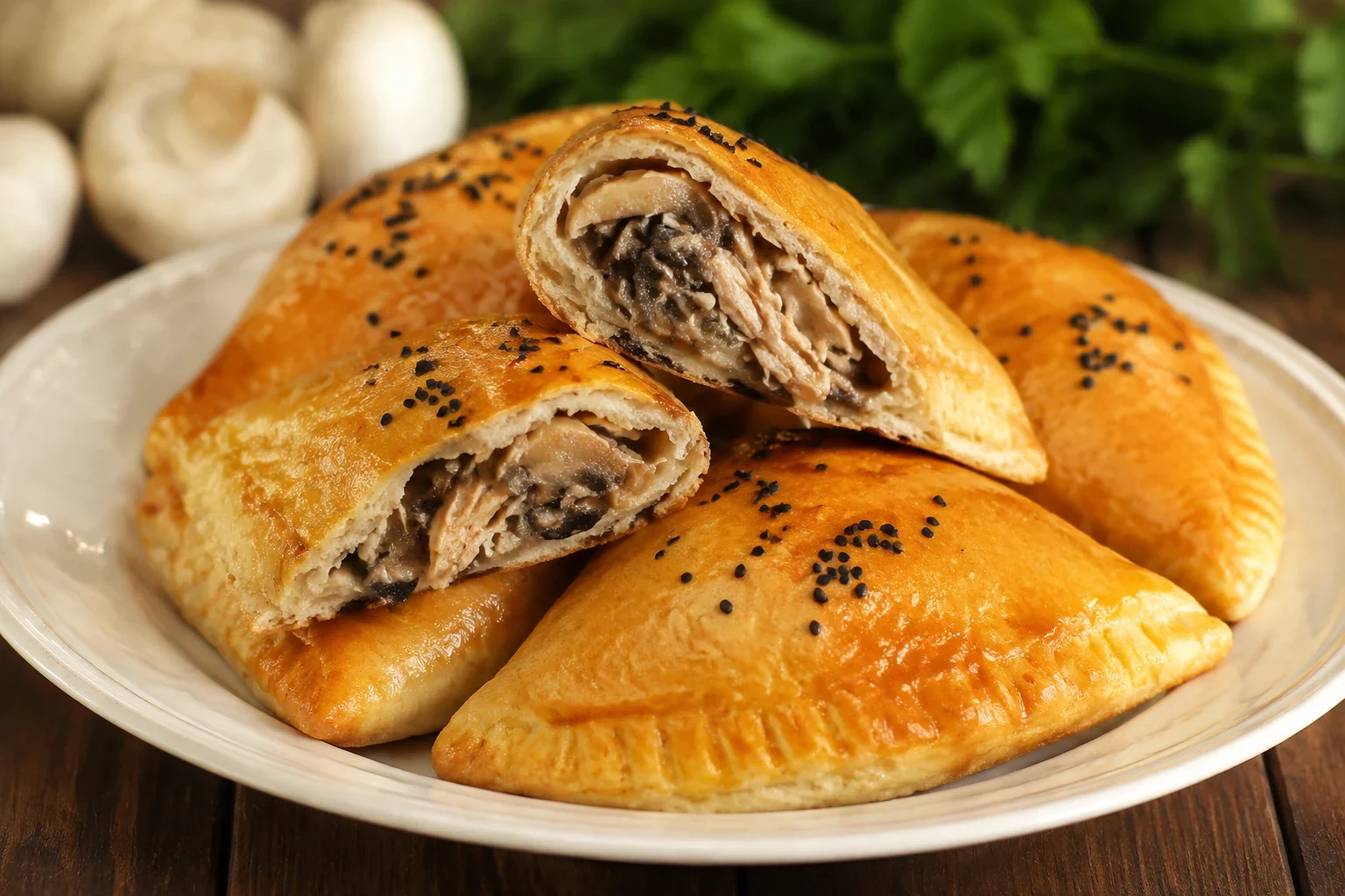 پیراشکی مرغ و قارچ